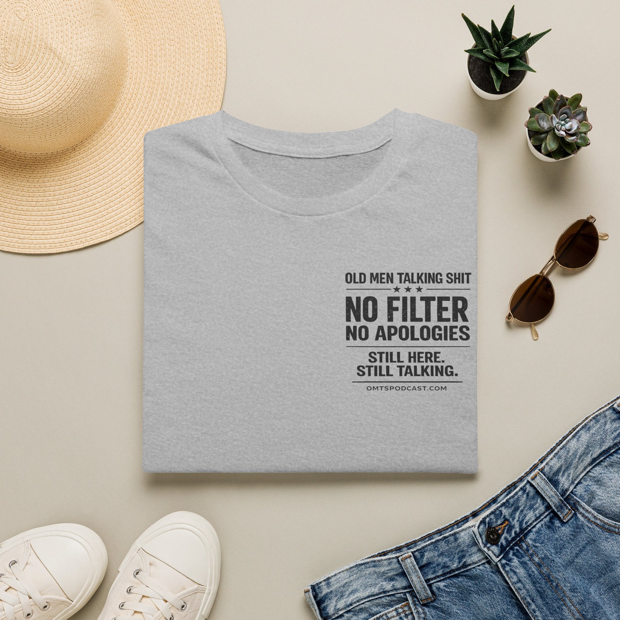 T-Shirt — "No Filter No Apologies" Vintage Podcast Quote Tee
