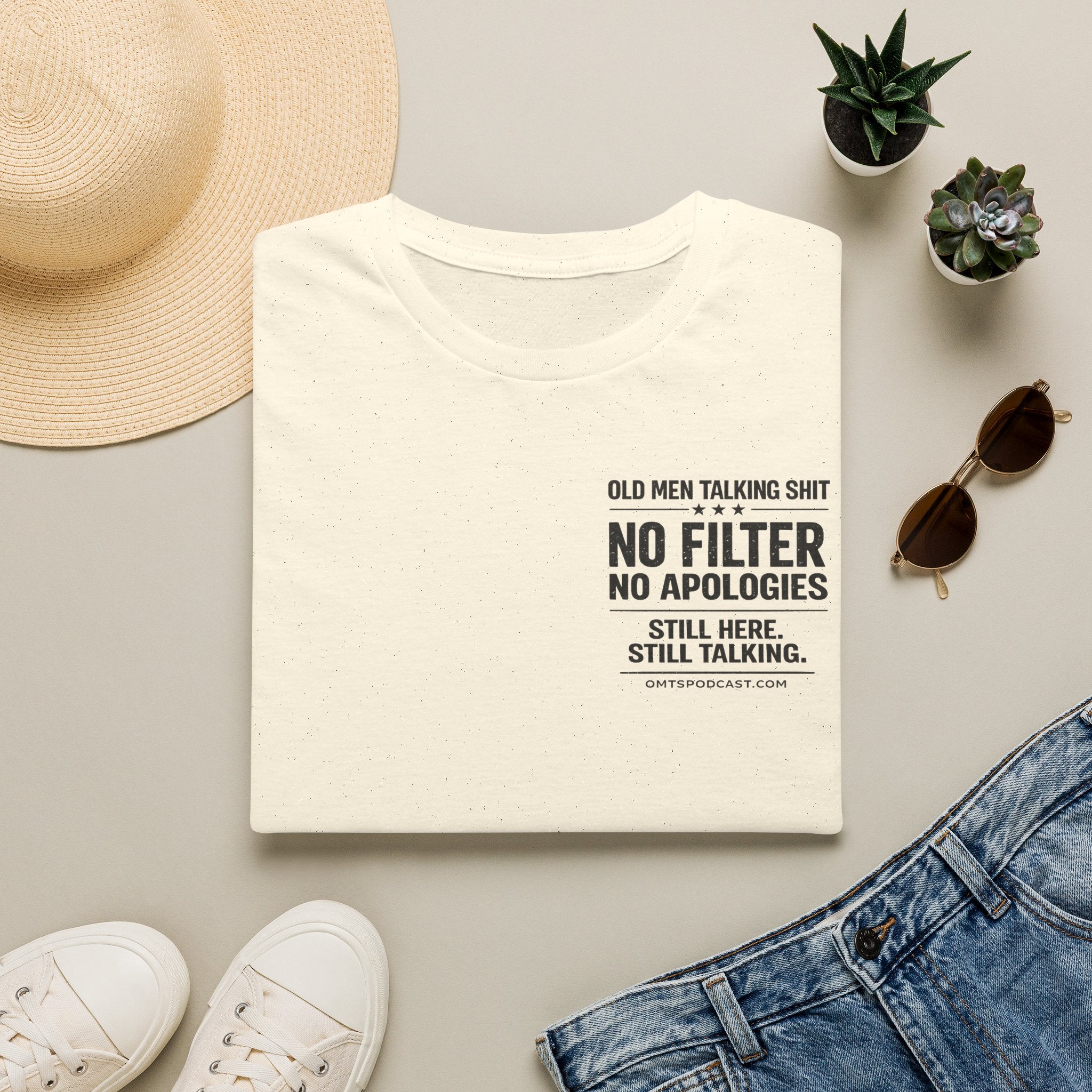 T-Shirt — "No Filter No Apologies" Vintage Podcast Quote Tee