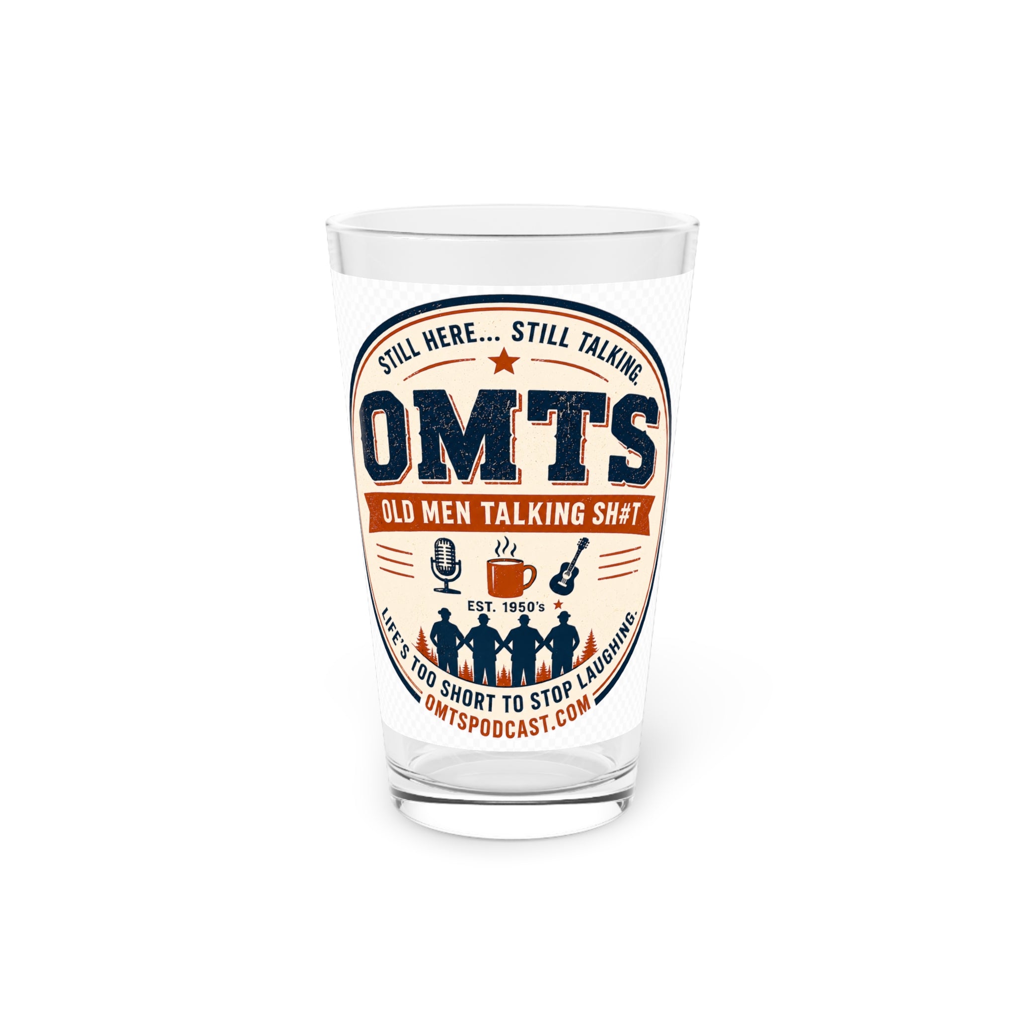 OMTS Pint Glass — "Old Men Talking Sh!t" 16oz Beer Glass, Podcast Fan Gift